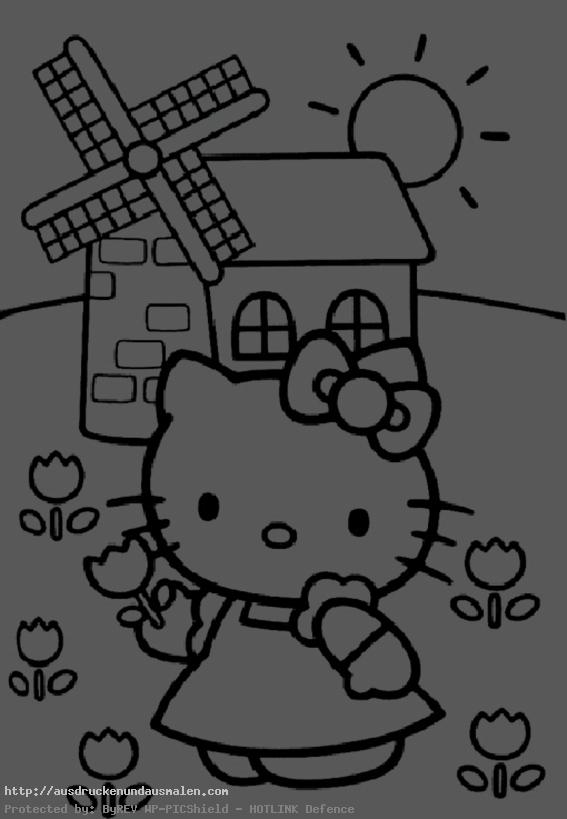 Hello Kitty in einer Landschaft 